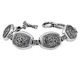 AB-6007-S Sterling Silver Bracelet With Plain Silver Jewelry Bali Designs Inc